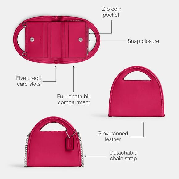 NWT ❤️ Coach Top Handle Card Case With Grommets Ruby - Picture 2 of 10